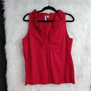 Old Navy Red Ruffle V-neck Sleeveless Top Size L